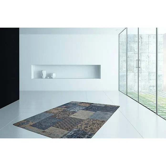 Kayoom Teppich Jacquard - Blau, L x B: 170 x 120 cm, 100 % Baumwolle - Stimmungsaufnahme