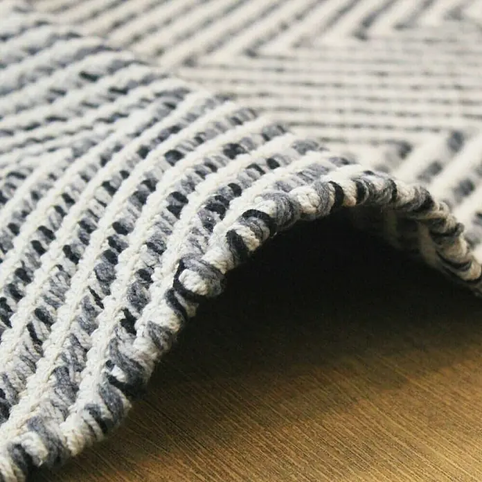 Kayoom Teppich Cocktail 500 - Grau, L x B: 170 x 120 cm, 100% Baumwolle - Detailaufnahme