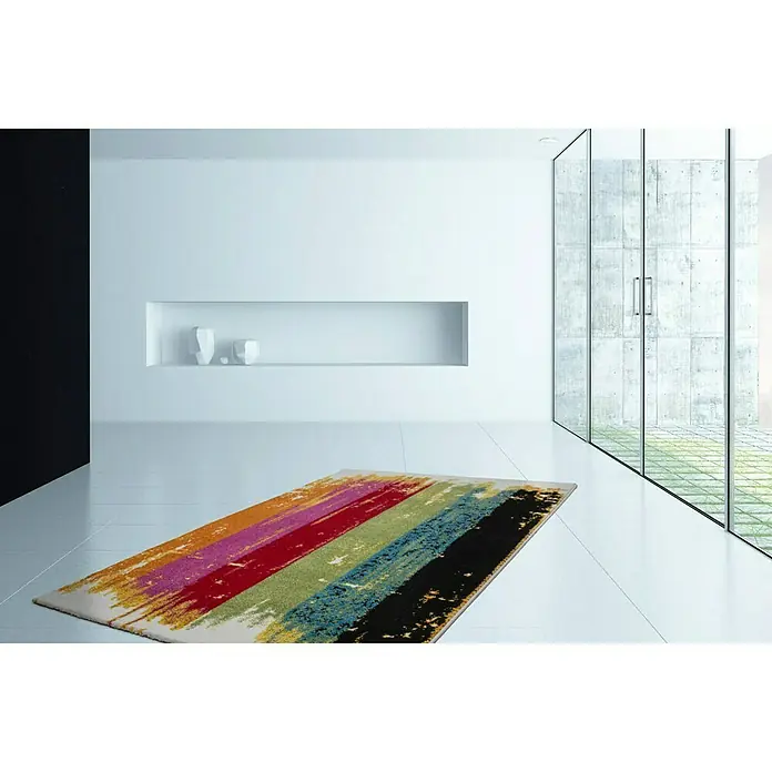 Kayoom Teppich Caribbean 232 - Weiß, Grün, Blau, Rot, Schwarz, Pink, L x B: 150 x 80 cm, 100% Polypropylen - Stimmungsaufnahme