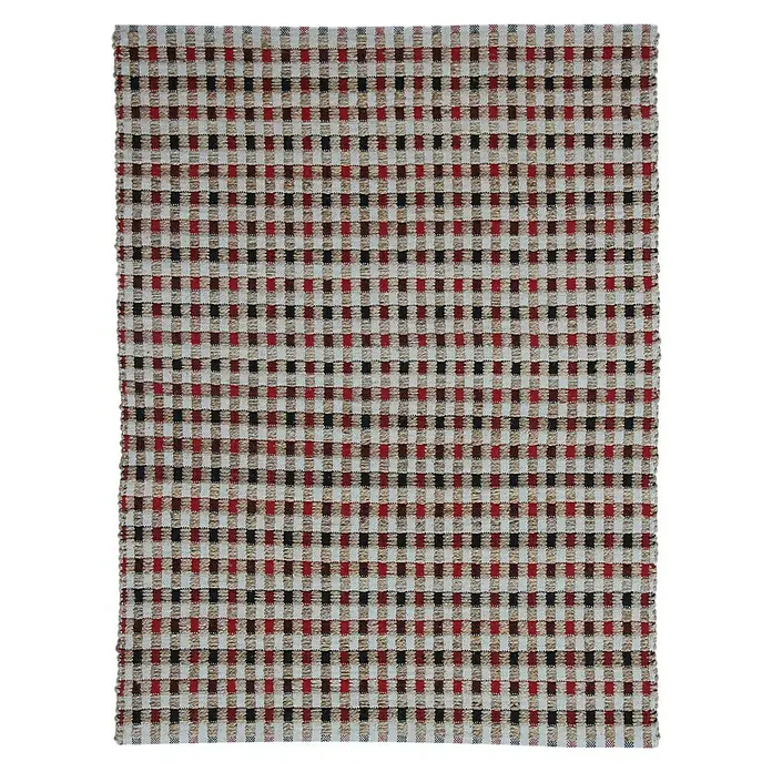 Kayoom Teppich Chess 110 - Natur/Rot, 170 x 120 cm, 100% Jute-/Baumwollmischung - Vorderansicht