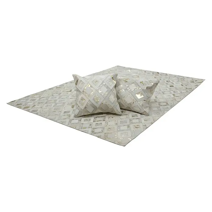 Kayoom Echtlederteppich Dazzle 100 - Elfenbein/Gold, L x B: 150 x 80 cm, 100 % Leder