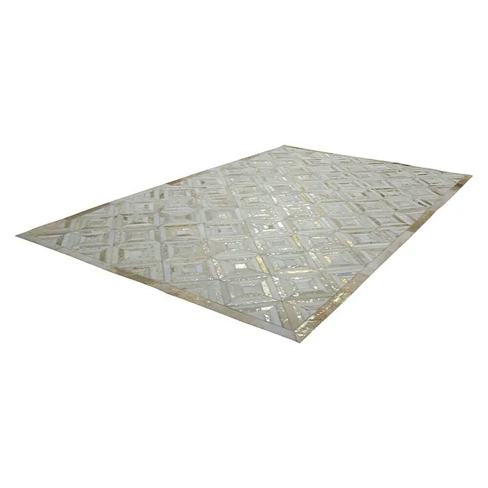 Kayoom Echtlederteppich Dazzle - Elfenbein, Gold, L x B: 150 x 80 cm, 100 % Leder - Ansicht von oben