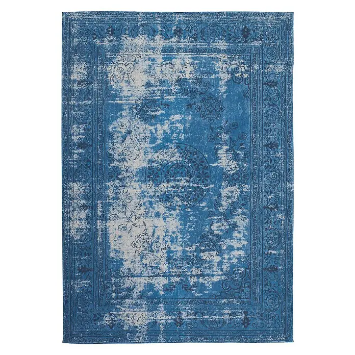 Kayoom Teppich Select 375 - Blau, L x B: 150 x 80 cm, 50% Baumwolle, 50% Polyester Chenille - Vorderansicht