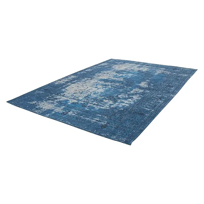 Kayoom Teppich Select 375 - Blau, L x B: 150 x 80 cm, 50% Baumwolle, 50% Polyester Chenille - Ansicht von oben