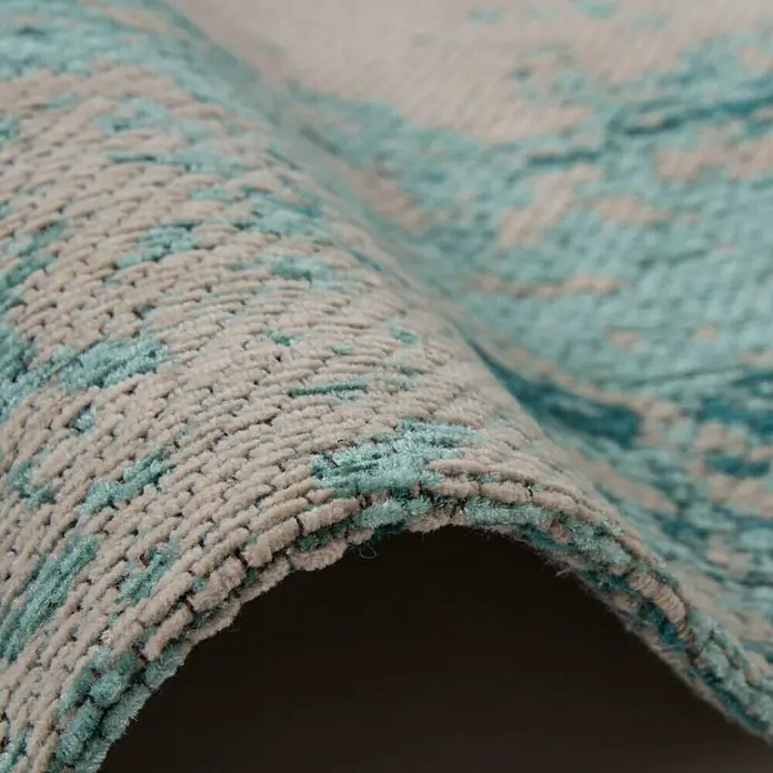 Kayoom Teppich Select 275 - Türkis, L x B: 230 x 160 cm, 50% Baumwolle, 50% Polyester Chenille - Detailaufnahme