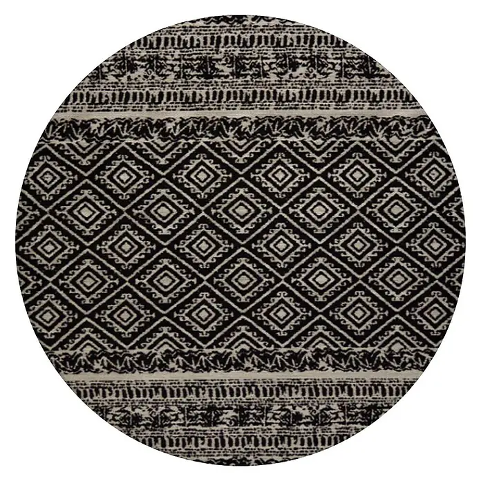 Kayoom Teppich Sunny Rund 200 - Schwarz, Beige, Durchmesser: 160 cm, 100% Polyester - Vorderansicht