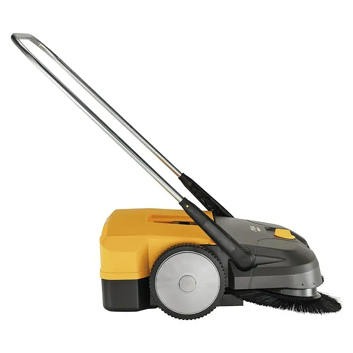 Stiga Handkehrmaschine SWP 475 - Flächenleistung: 2.900 m²/h, Arbeitsbreite: 750 mm mit Seitenbesen, Behältervolumen: 50 l - Rechte Seitenansicht