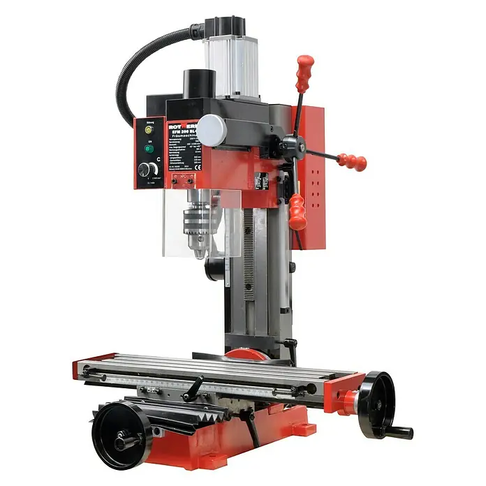 Rotwerk Bohr- & Fräsmaschine EFM 200 BL plus - Leistung: 500 W, Drehzahl: 100 U/min - 2.500 U/min, Neigungswinkel: -45° bis +45° - Vorderansicht