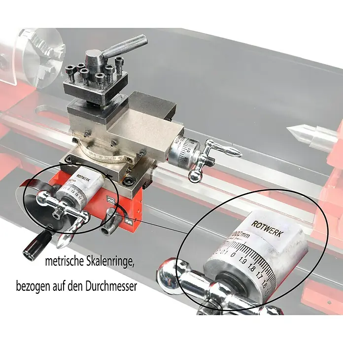 Rotwerk Drehmaschine EDM 300 DS - 250 W, Max. Werkstücklänge: 300 mm - Vorderansicht
