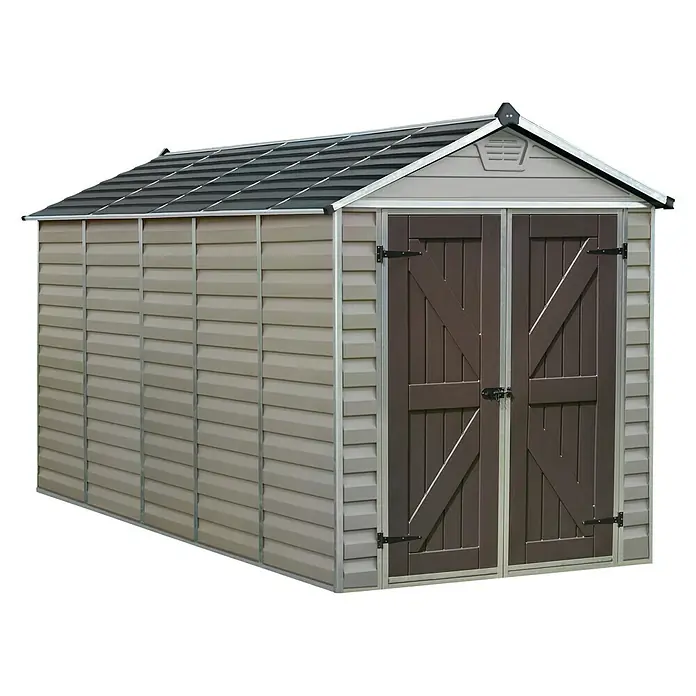 Palram – Canopia Gerätehaus Skylight 6x12 Tan - 3,8 x 1,86 m, Kunststoff, Beige/Braun