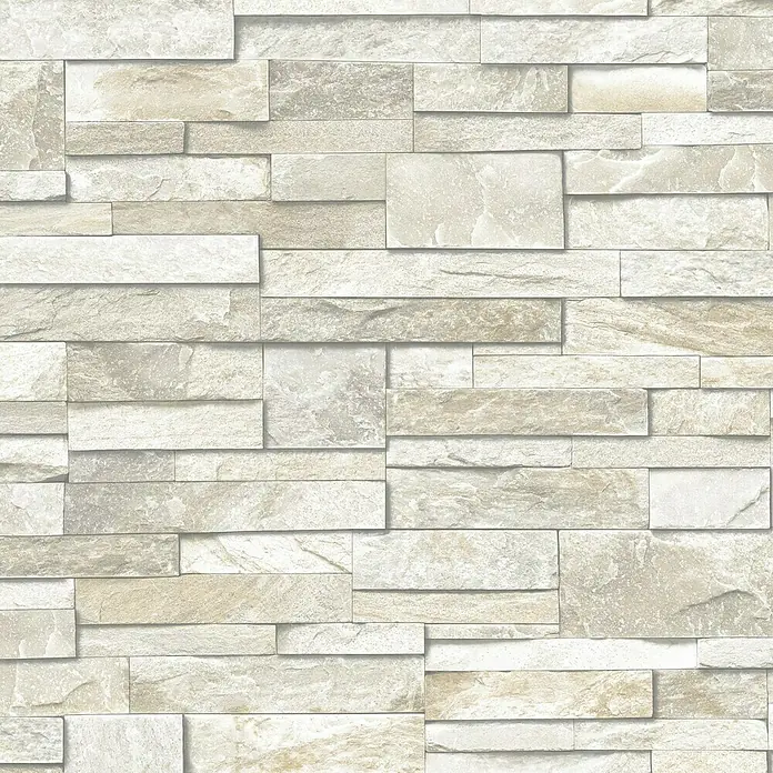 Papel pintado Briqueta gris - Gris, Decoración: Efecto piedra, 10,05 x 0,53 m