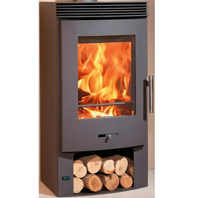 Panadero Estufa de leña Bergen - 7,4 kW, Volumen de calefacción: 250 m³, Con compartimento de madera, Gris fundido