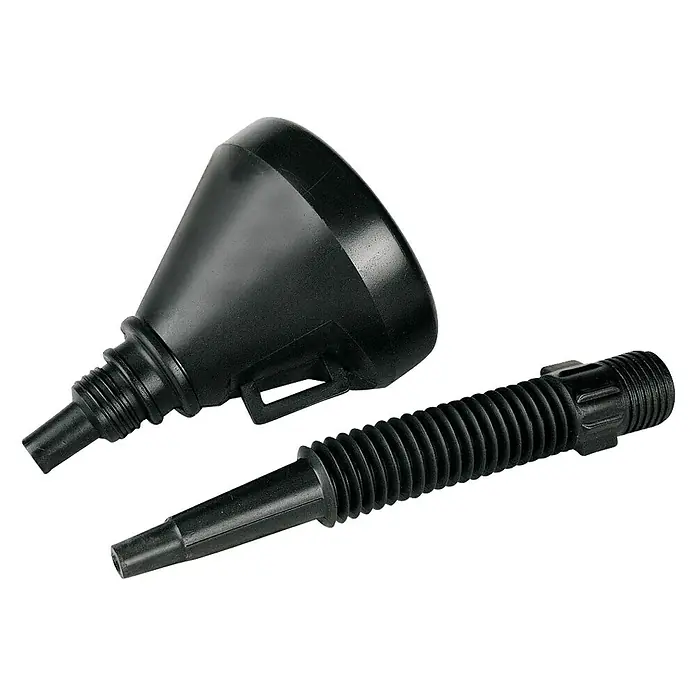 Embudo para combustible con tubo - Salida en forma de embudo, Negro