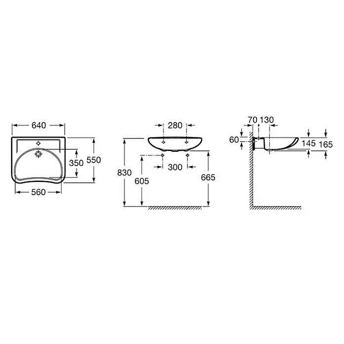 Roca Access Lavabo - An x L: 64 x 55 cm, Medio, Sin desbordamiento, Blanco
