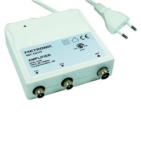 Metronic  Amplificador de conexión doméstico 1IN+2OUT 4G TV+RADIO
