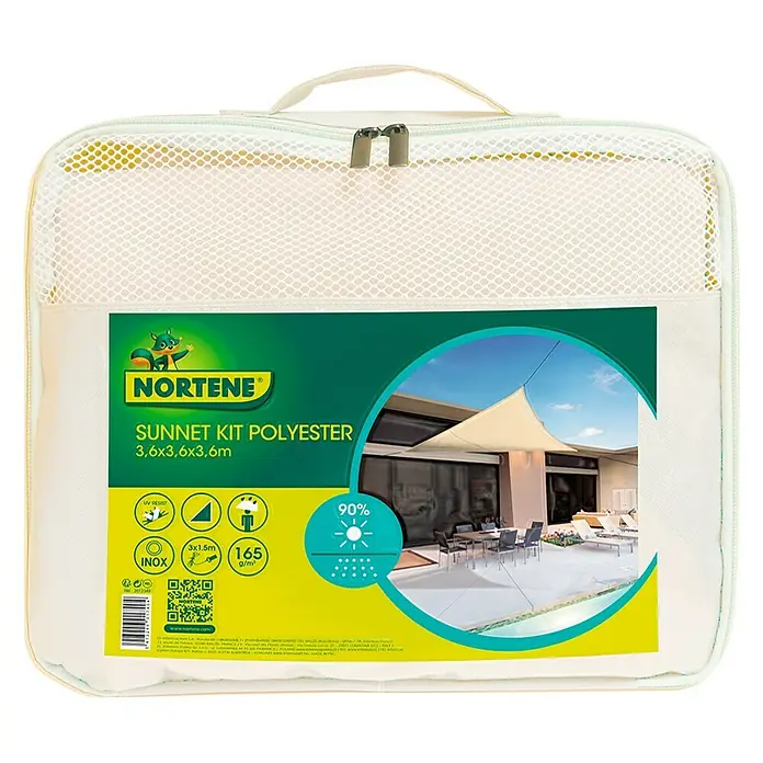 Nortene Toldo vela SUN-NET kit - 3,6 x 3,6 m, Beige, Triangular