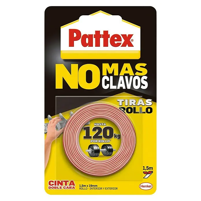 Pattex Cinta de doble cara No más clavos - 1,5 m x 19 mm