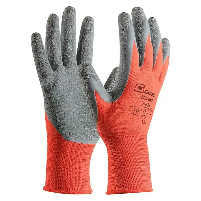 Gebol Guantes de trabajo Eco Grip - Medida: 10, Naranja, Gris