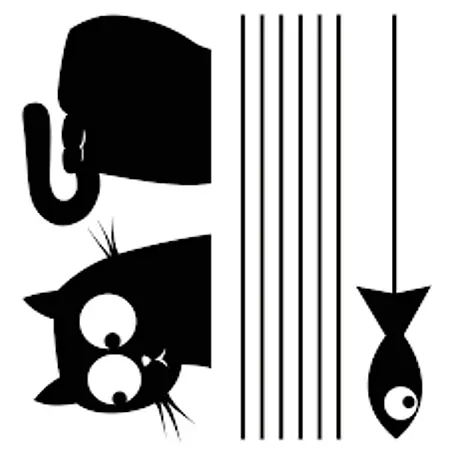 Adhesivos decorativos Gato y pez