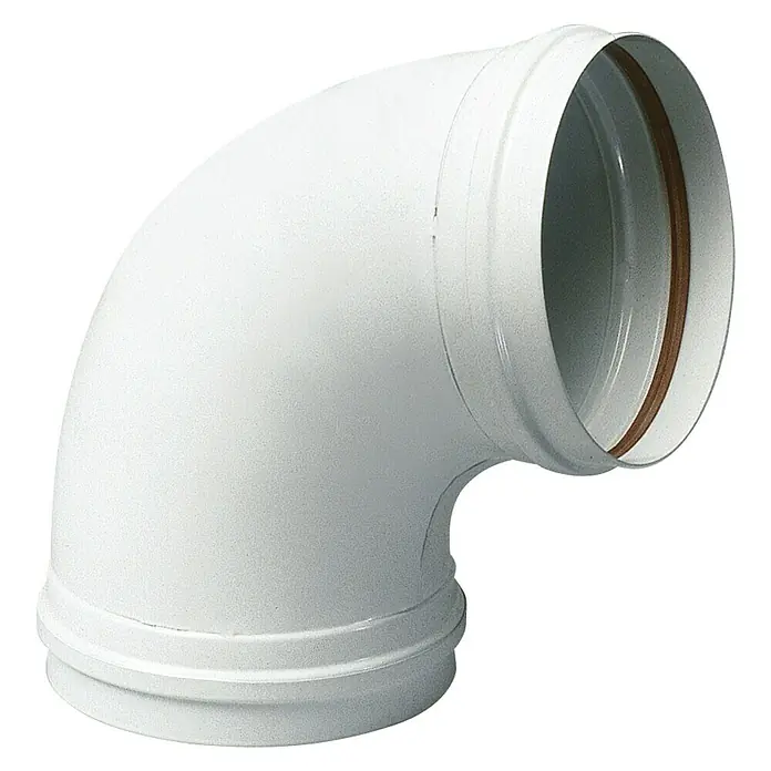 Codo para tubos - Diámetro: 125 mm, Ángulo del arco: 87 °, Blanco