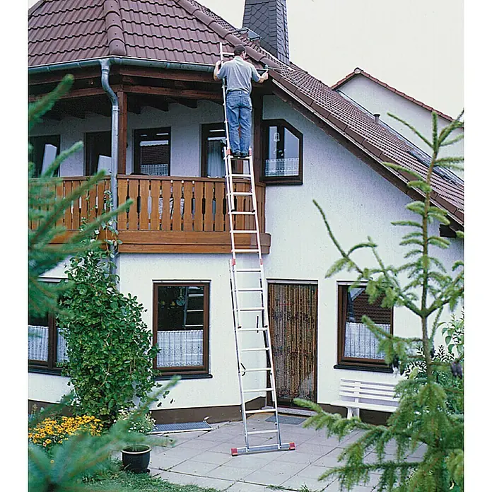 Krause Monto Sprossen-Mehrzweckleiter Tribilo - Arbeitshöhe: 6,85 m, 3 x 9 Sprossen, Aluminium - Anwendungsbeispiel