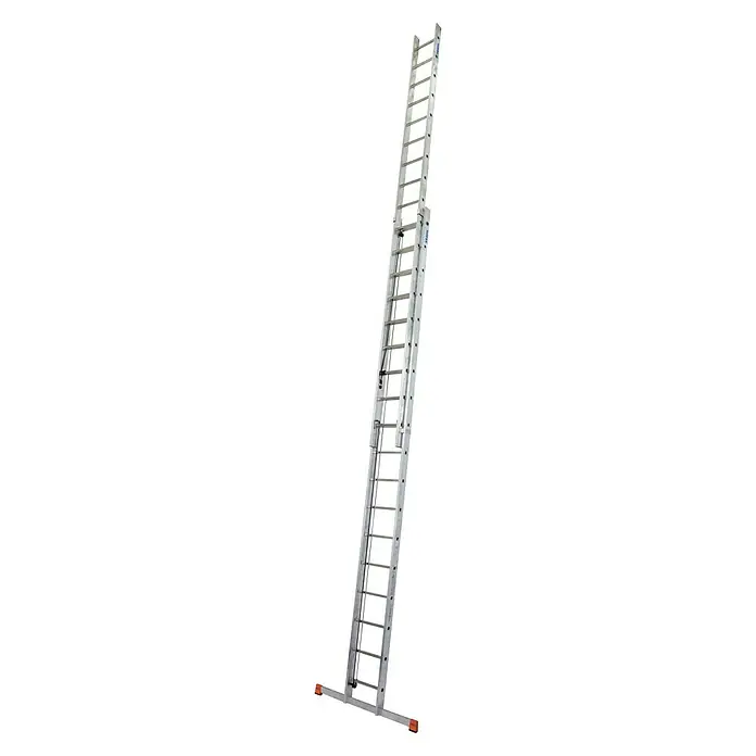 Krause Monto Sprossen-Seilzugleiter Robilo - Arbeitshöhe: 9,8 m, 2 x 18 Sprossen, Aluminium - Linke Seitenansicht