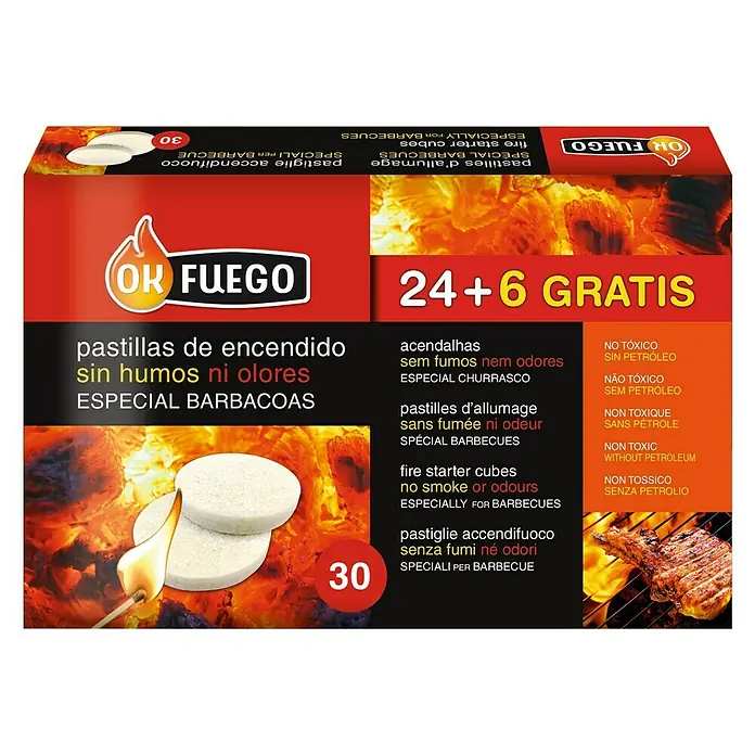 Ok Fuego Pastillas de encendido especial barbacoas - 24 ud.