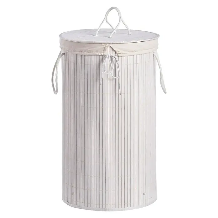 Cesta de ropa Bambú - 35 x 35 x 60 cm, Blanco