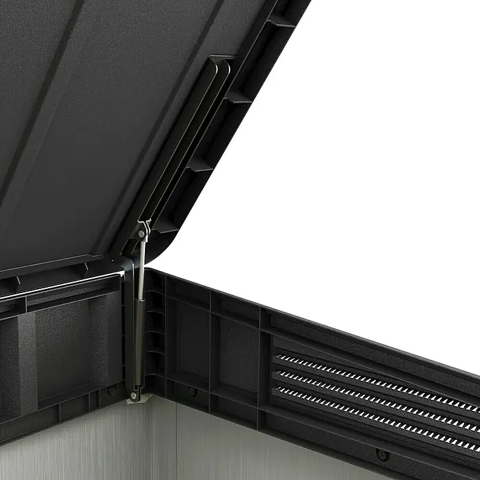 Keter Mülltonnenbox Store It Out Elite - Kunststoff, Grau/Schwarz, Geeignet für Anzahl Mülltonnen: 2 Stk. - Detailaufnahme