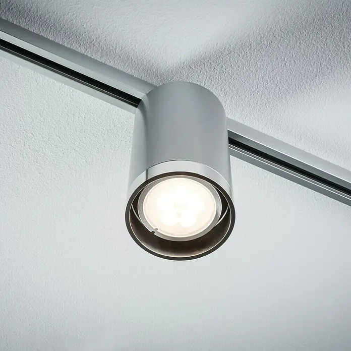 Paulmann URail LED-Spot Tube - Chrom, Chrom matt, GU10, Ø x H: 6,5 x 11,2 cm - Stimmungsaufnahme