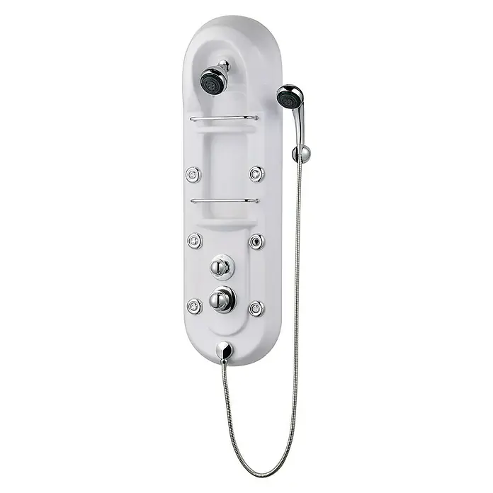 Rousseau Panel de ducha Callisto 2 - Altura: 105 cm, Con grifo monomando, Blanco