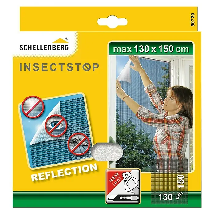 Schellenberg Insect Stop Mosquitera Reflection - An x Al: 150 x 130 cm, Color tejido: Antracita, Fijación con abrazadera, Ventana