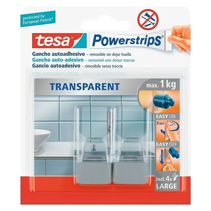 Tesa Powerstrips Gancho autoadhesivo - Gris
