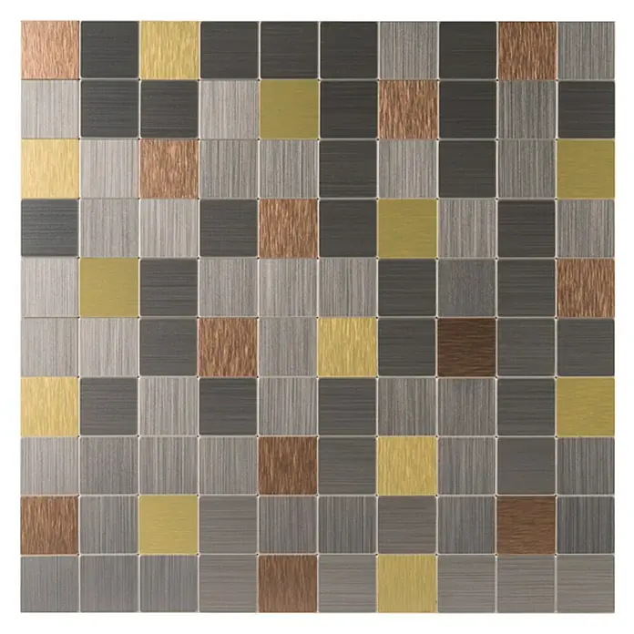 Baldosa de mosaico autoadhesiva Metal 1 - 30,5 x 30,5 cm, Multicolor