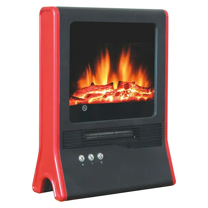 Houston Chimenea eléctrica con termostato - Rojo/Negro, 2.000 W