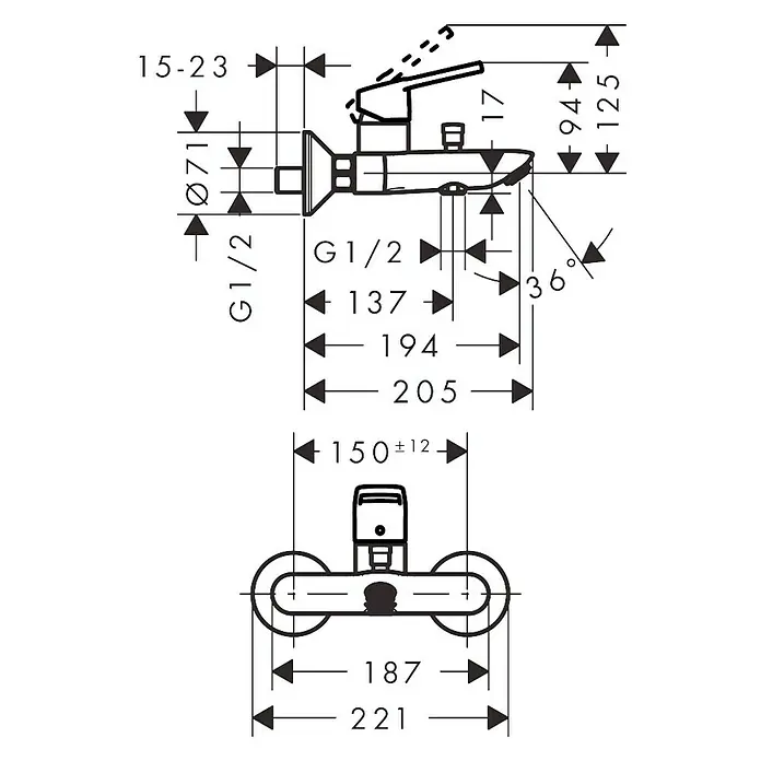 Hansgrohe Logis Loop Grifo monomando de bañera - Cromo, Brillante
