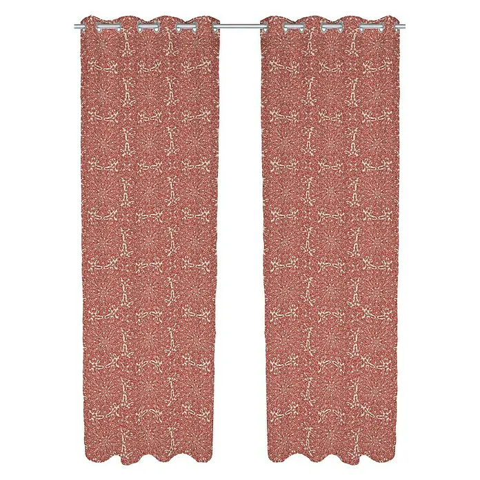 Cortina con ollaos Jávea - 140 x 260 cm, 100% poliéster, Rojo/Blanco
