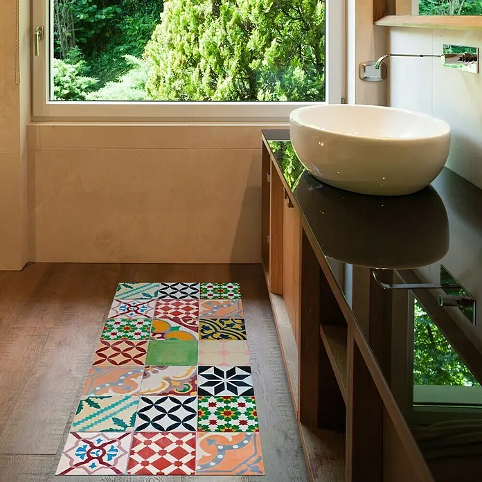 Alfombra de vinilo Croma Mosaic - Multicolor, 110 x 50 cm