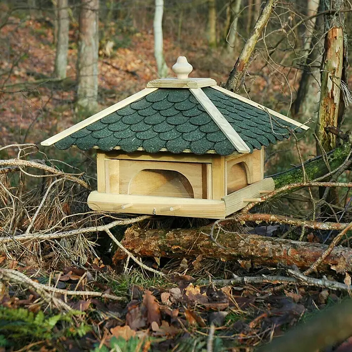 Dobar Vogelhaus - 49 x 49 x 36 cm, Natur/Grün, Holz - Stimmungsaufnahme