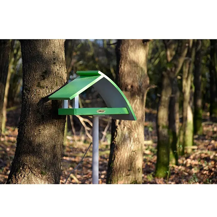 Dobar Vogelhaus New Wave - 39 x 18 x 183 cm, Weiß/Grün, Holz - Vorderansicht