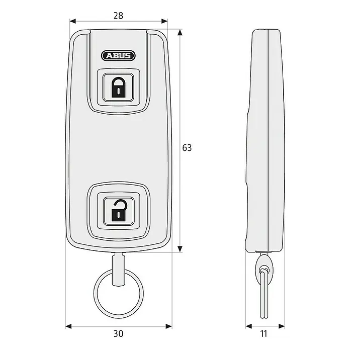 Abus HomeTec Pro Funkfernbedienung CFF3000 - Passend für: Abus HomeTec Pro Funk-Türschlossantrieb CFA3000 S/W - Vorderansicht