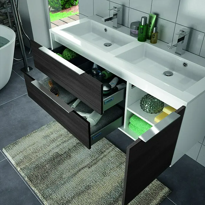 Allibert Badmöbel-Set Edge - 190 cm, 5 -tlg., Eiche Schwarz
