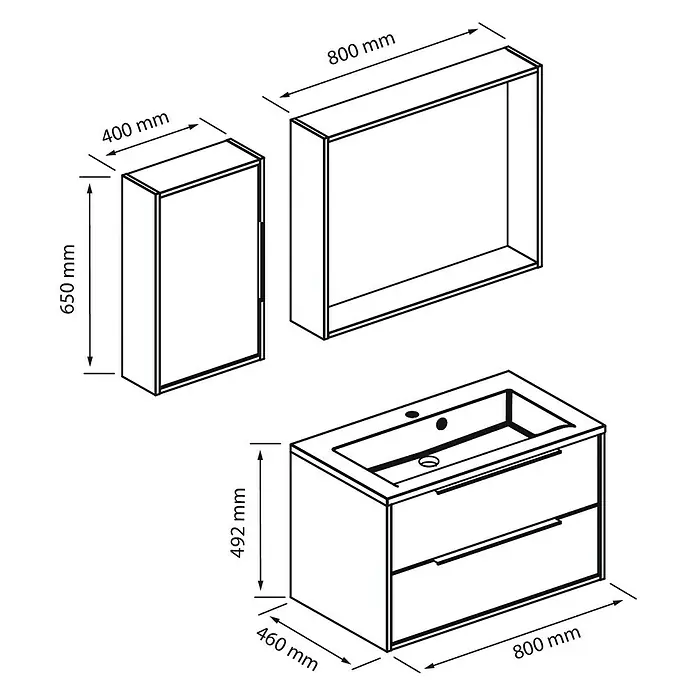 Allibert Badmöbel-Set Edge - 150 cm, 4 -tlg., Eiche Schwarz