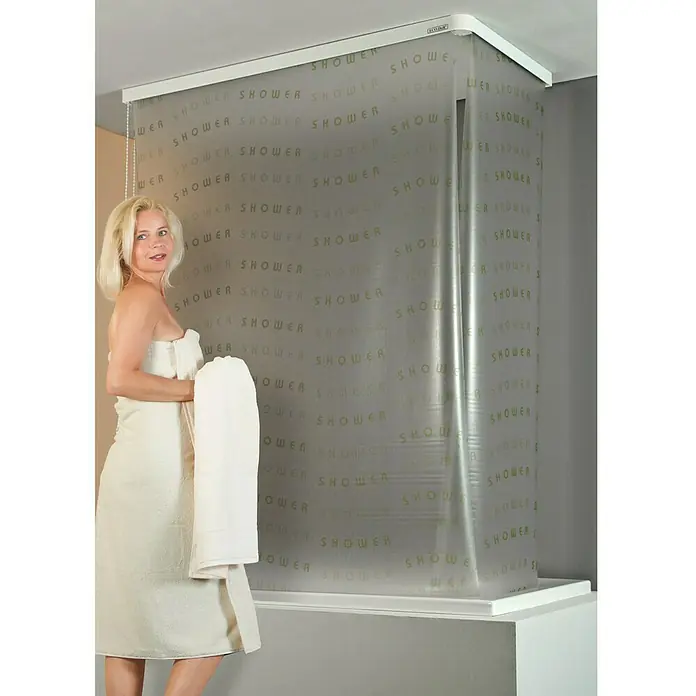 Eco-Dur Eck-Duschrollo - 62 x 137 x 240 cm, Shower, Lemon/Weiß - Anwendungsbeispiel