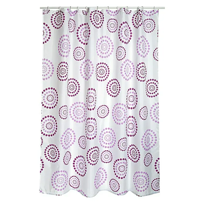 Venus Cortina de baño textil Dots - An x Al: 180 x 200 cm, Lila, Blanco - Vista frontal