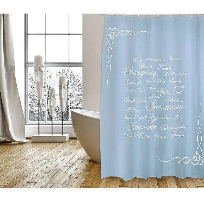 Venus Cortina de baño textil Grasse - An x Al: 180 x 200 cm, Azul/Blanco - Foto ambiente