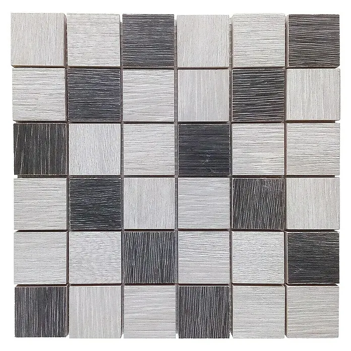 Baldosa de mosaico Wood - 29 x 29 cm, Gres porcelánico, Mix, Gris - Vista superior