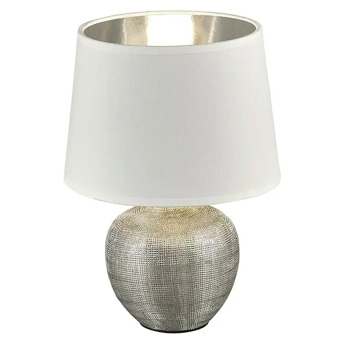 Trio Lighting Lámpara de sobremesa Luxor - 40 W, L x An x Al: 18 x 18 x 26 cm, Plateado, Blanco/Cromado, E14 - Vista frontal