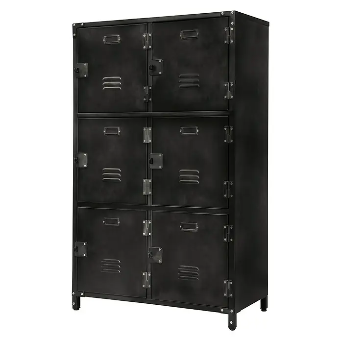 Armario metálico Vintage - 35 x 75 x 120 cm, Número de puertas: 6 ud., Número de compartimentos: 6 ud. - Vista frontal