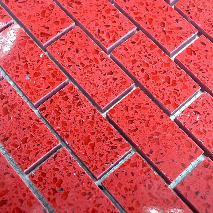 Mosaikfliese Brick Artifical XCM ASMB4 - 30 x 30 cm, Rot, Glänzend - Detailaufnahme